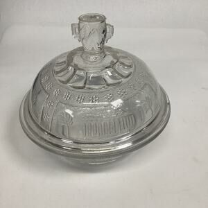 Antique EAPG Adams Glass SPHINX Egyptian Sphynx 50 Parthenon Covered BUTTER DISH